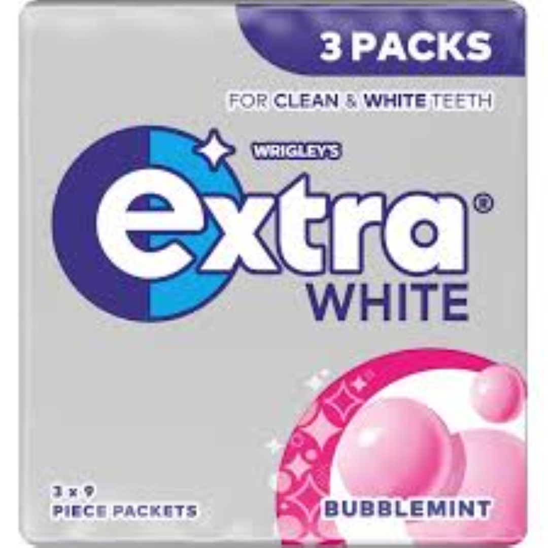 EXTRA GUM WHITE BUBBLEMINT 3PACK 37.8G